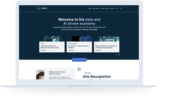 Homepage of nxt Statista, a leading global data platform combining digital strategy and operational management expertise.