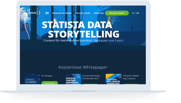 Statista's Content & Design homepage, specialists in research and information design.