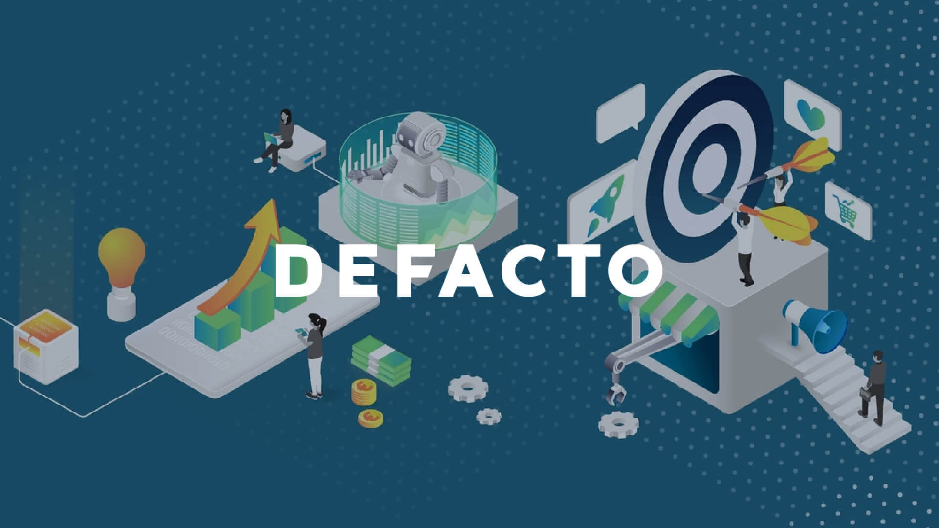 DEFACTO's business environment displaying marketing, IT and data working together towards success.